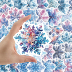 54pcs Ice Crystal Snowflake Vinyl Stickers Mixed Colors