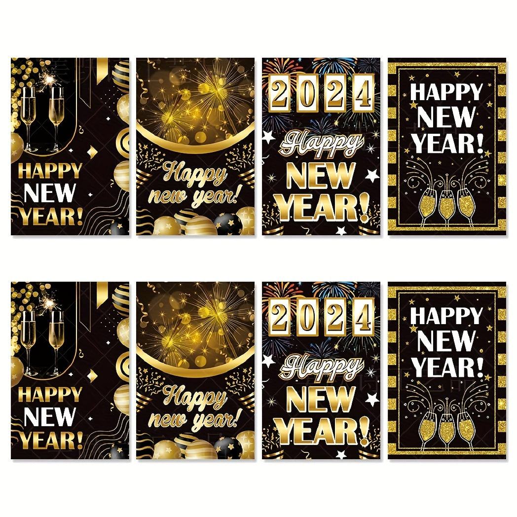 8pcs Year Wine Label Stickers Happy Year Party Decorations Self Adhesive