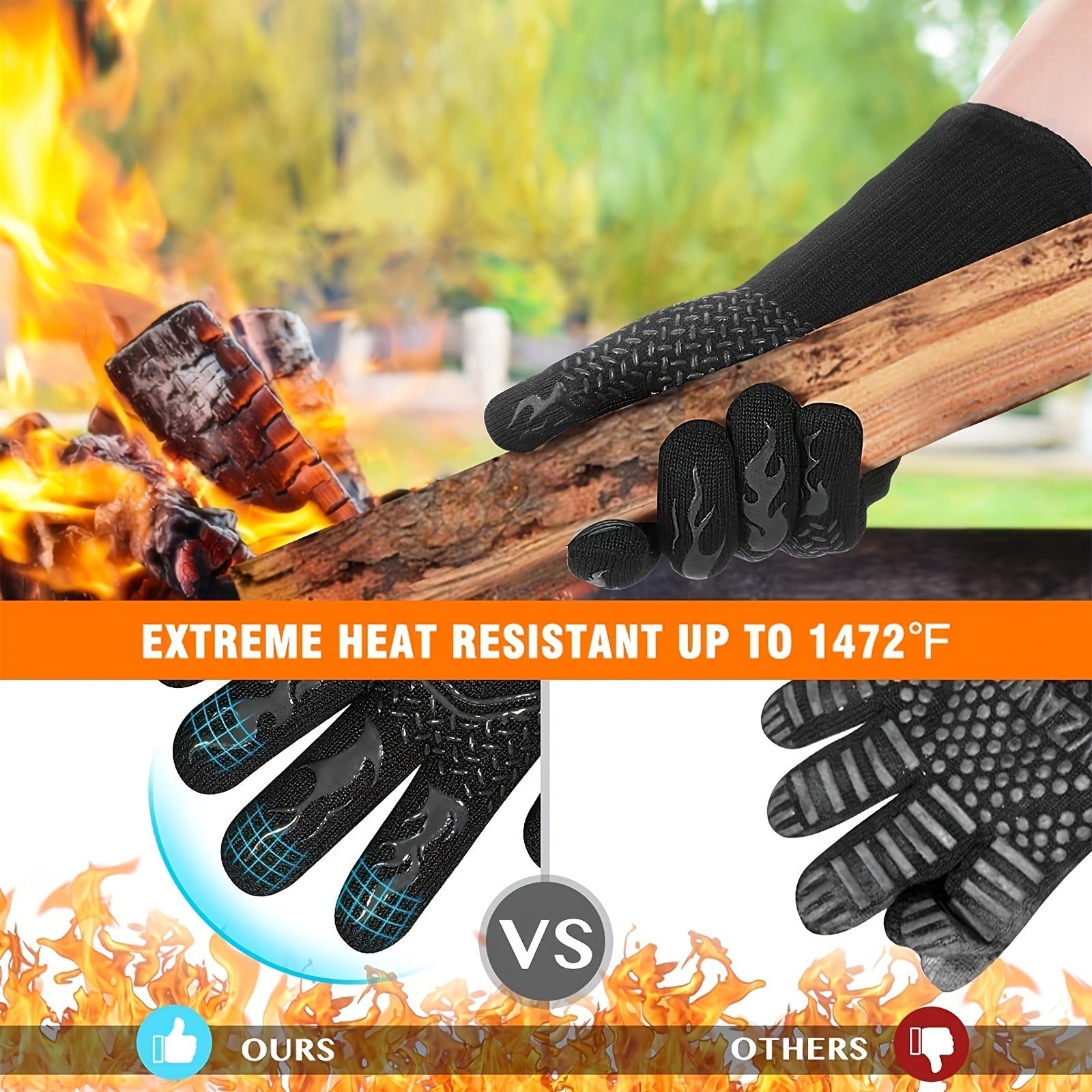 Heat Resistant Protective Mitts 1472 F Silicone Gloves