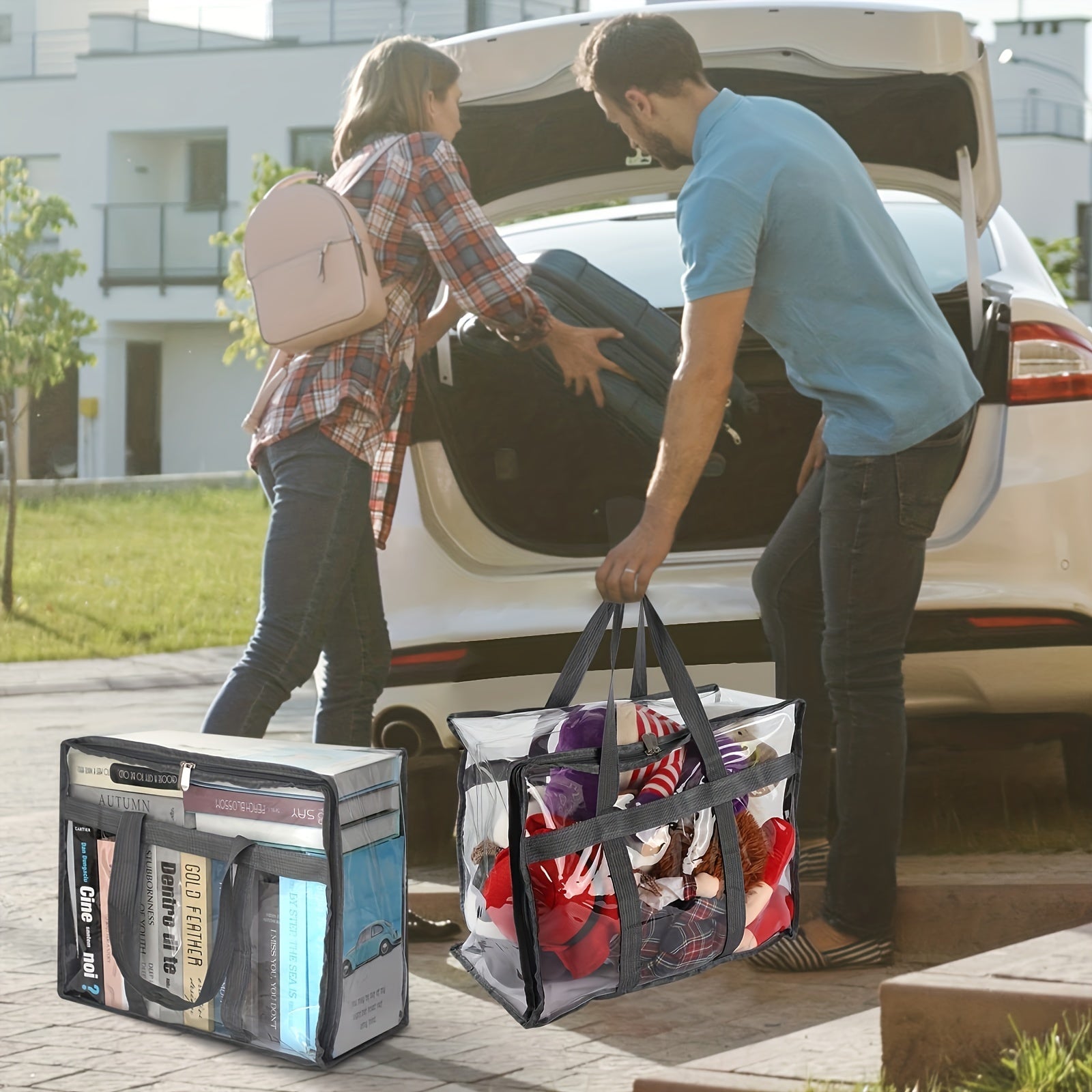 2pcs Transparent PVC Storage Bags Space Saving Storage Room Decor