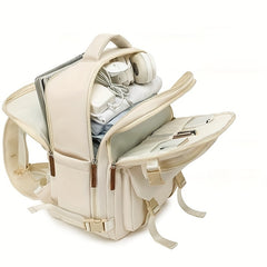 Large Capacity Solid Backpack for Women's Multifunctional Travel Bag