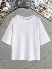 Women's Plus Textured Top & Elastic Shorts 2-Piece Set
