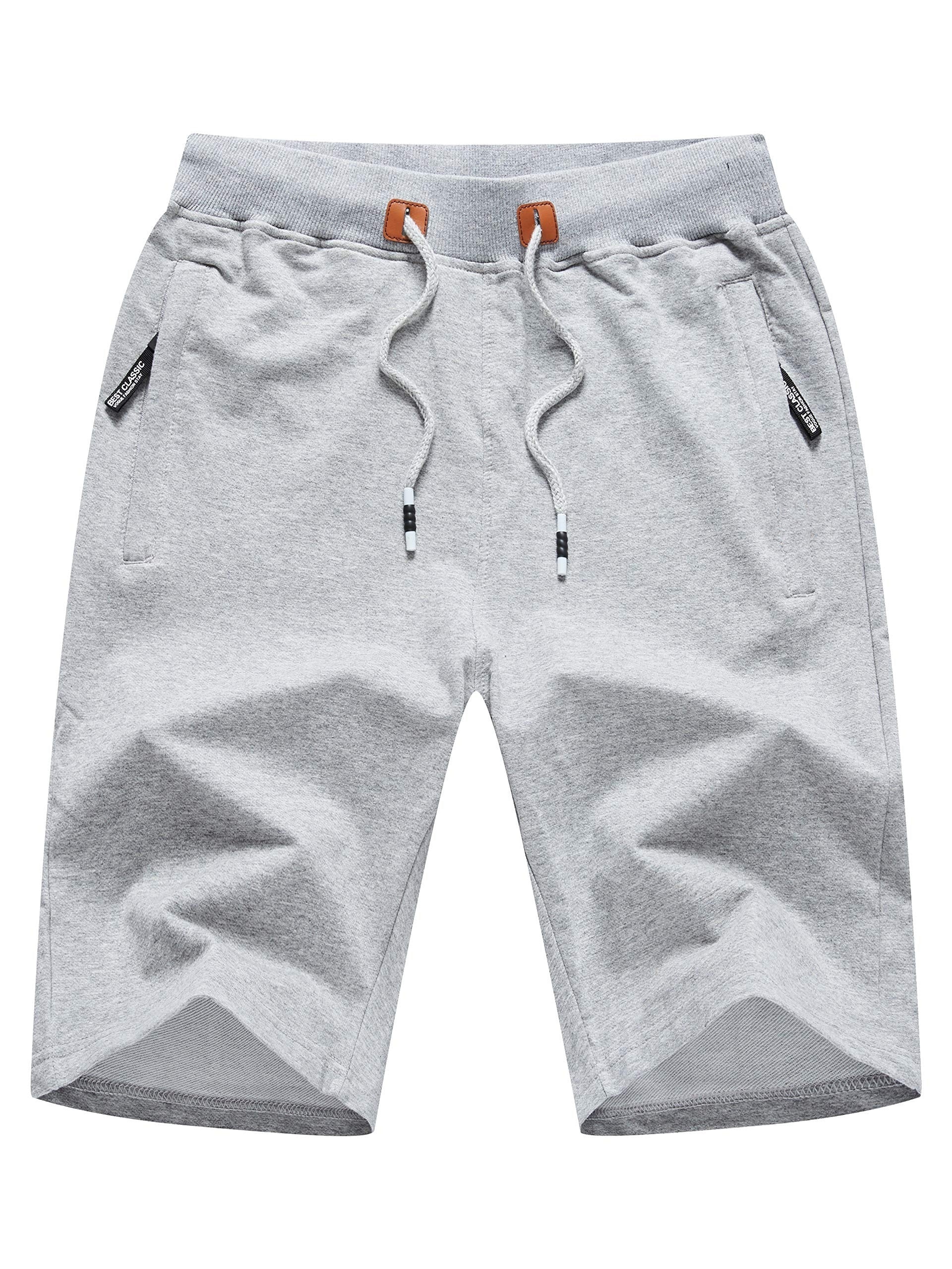 Men's Casual Fit Drawstring Shorts Elastic Waist Zip Pockets
