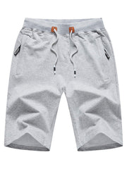 Men's Casual Fit Drawstring Shorts Elastic Waist Zip Pockets