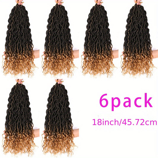 6pk 18in Ombre Long Curly Faux Locs Crochet Hair Deep Wave Braiding Hair