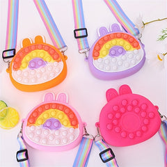 Colorful Rainbow Lucky Rabbit Ears Silicone Shoulder Bag For Girls