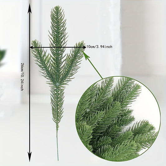 10pcs Christmas Artificial Pine Needles Branches DIY Wreath Crafts Tree Ornament