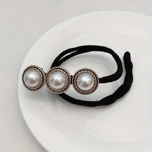 Faux Pearl Flower Hair Bun Maker Styling Tool For Women Girls