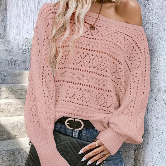  Women's Hollow Out Lantern Sleeve Sweater