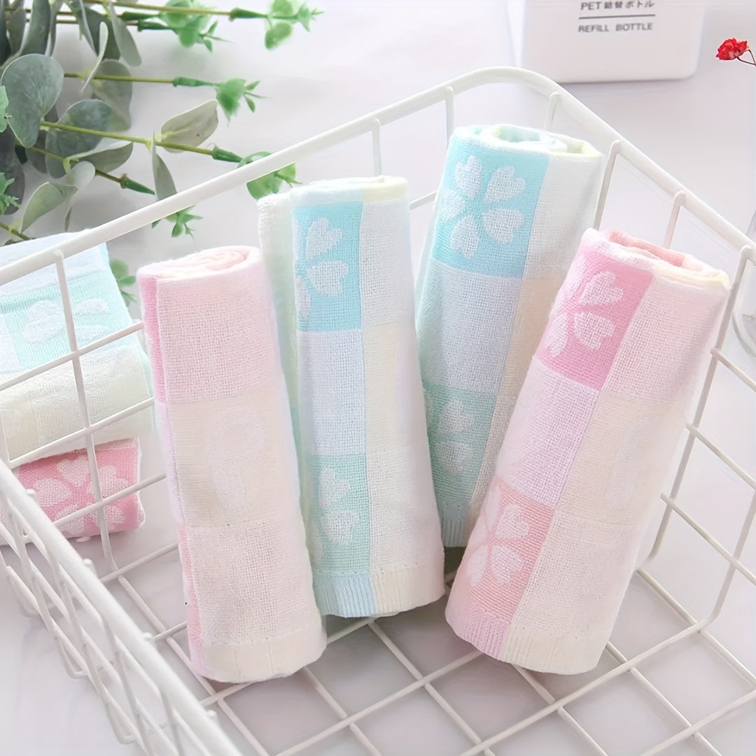Plaid Washcloth Cotton Handkerchief Soft Towel for Home Bathroom