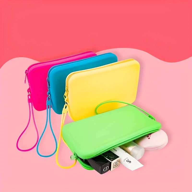 Silicone Zipper Storage Bag Lightweight Coin Purse With Wristband