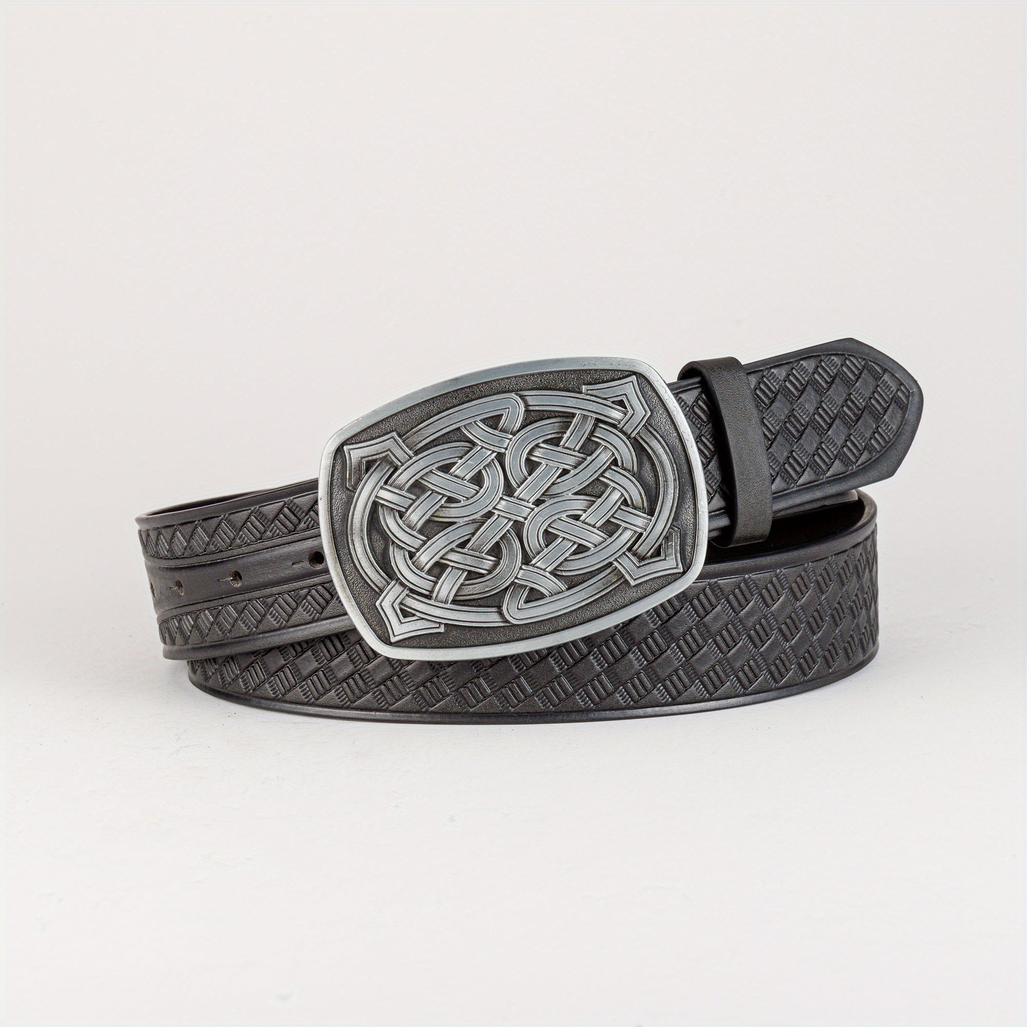 Men's Retro Pattern Buckle Belt PU Leather Decorative Accessories