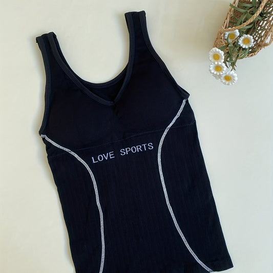 Letter Print Tank Top V Neck Top Women's Lingerie