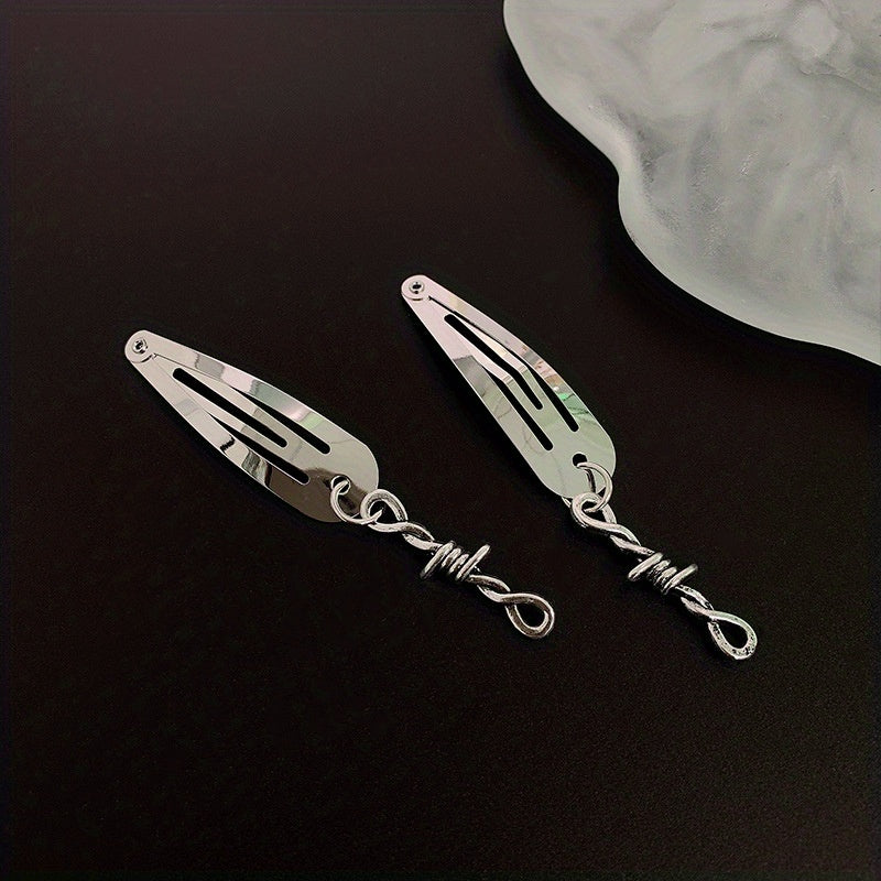 Y2K Punk Silvery Snap Clip Metal Hair Clip