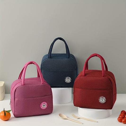 Oxford Cloth Insulated Lunch Bag Aluminum Foil Liner Hand Wash Bento Meal Tote