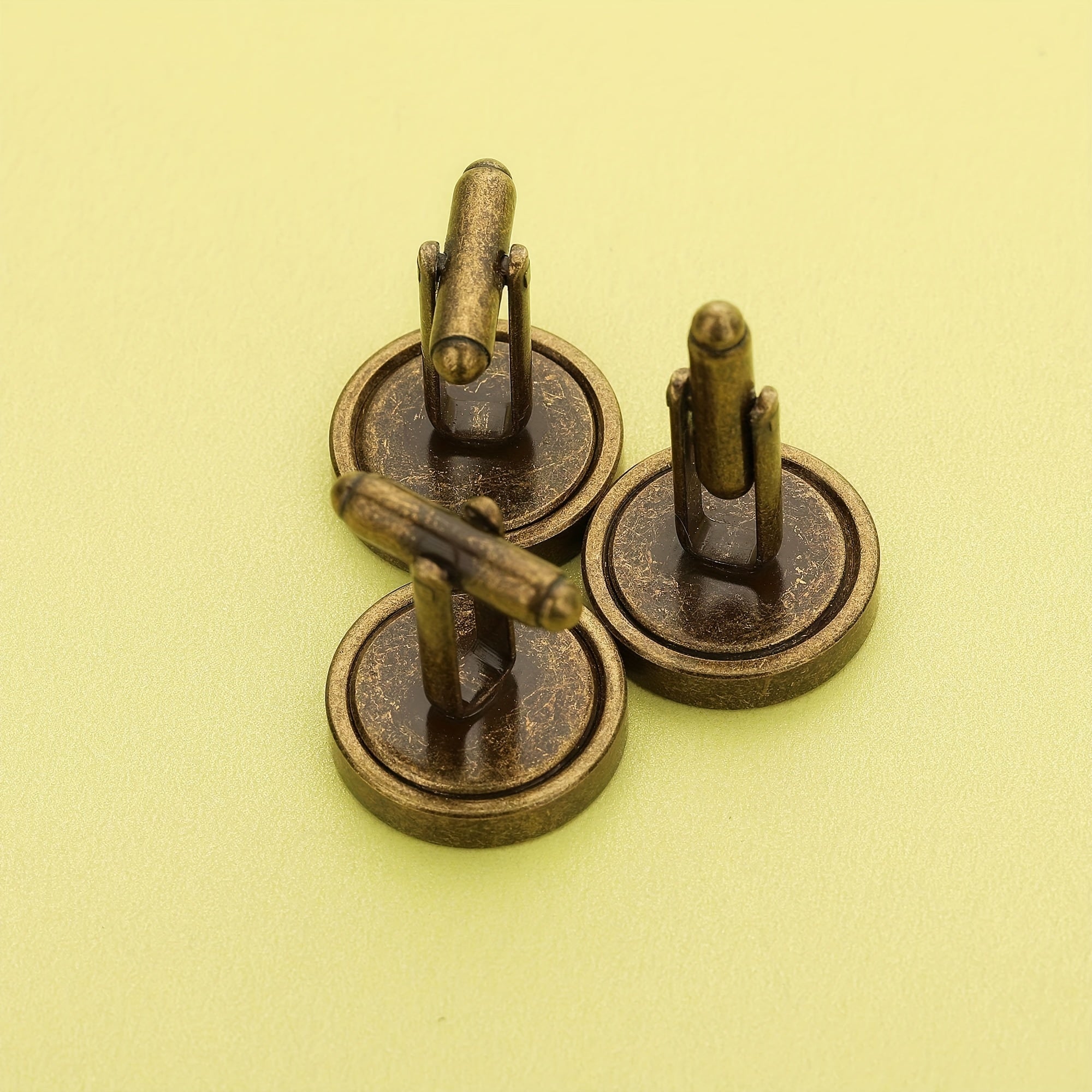 1 Pair Round Photo Cuff Links Settings Antiqued Bronze DIY Bezel Keepsake