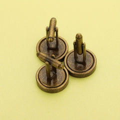 1 Pair Round Photo Cuff Links Settings Antiqued Bronze DIY Bezel Keepsake