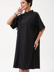  Solid Brocade Jacquard Chinese Style Cheongsam Dress