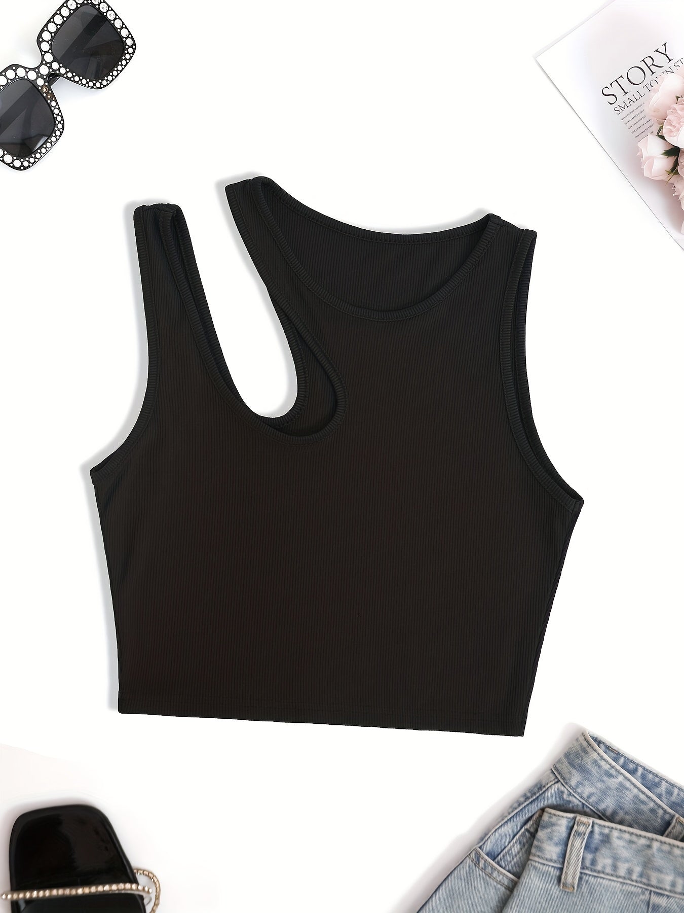 Y2K Ribbed Crop Tank Top Sleeveless Summer Women's Clothing