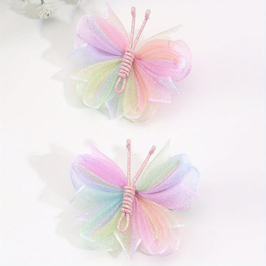2pcs Butterfly Hair Clips for Baby Girls, Colorful Hair Accessories