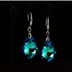 Crystal Maple Leaf Pendant Earrings