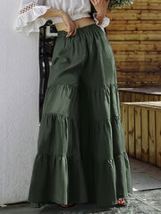 Women's Plus Size Elastic High Rise Wide Leg Trousers