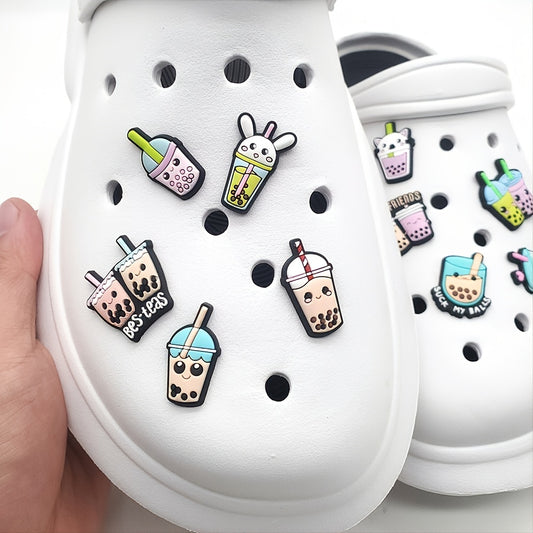 10pcs PVC Milk Tea Cartoon Shoe Charms Party Favor