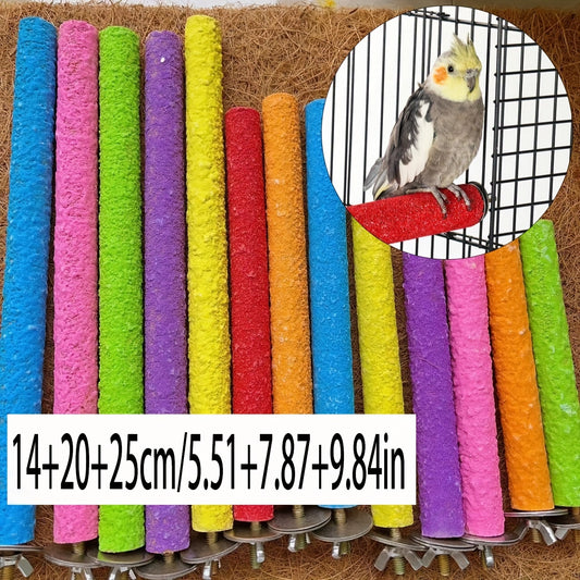 3pcs Wood Bird Perch Stand With Colorful Bird Toys