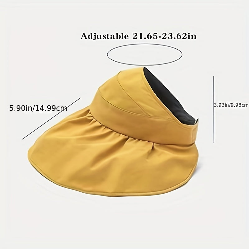 Candy Ponytail Visor Hat Wide Brim Beach Cap Shell Summer UV Protection