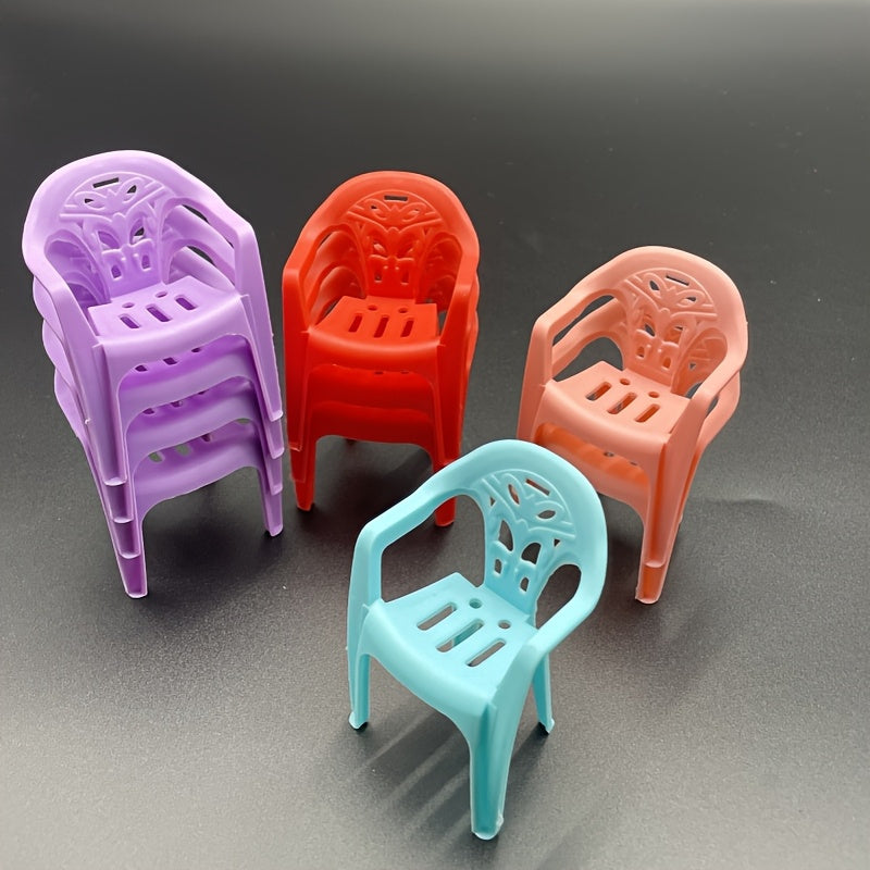 6pcs Mini Backrest Chairs Set for DIY Crafts Tea Party Home Decor