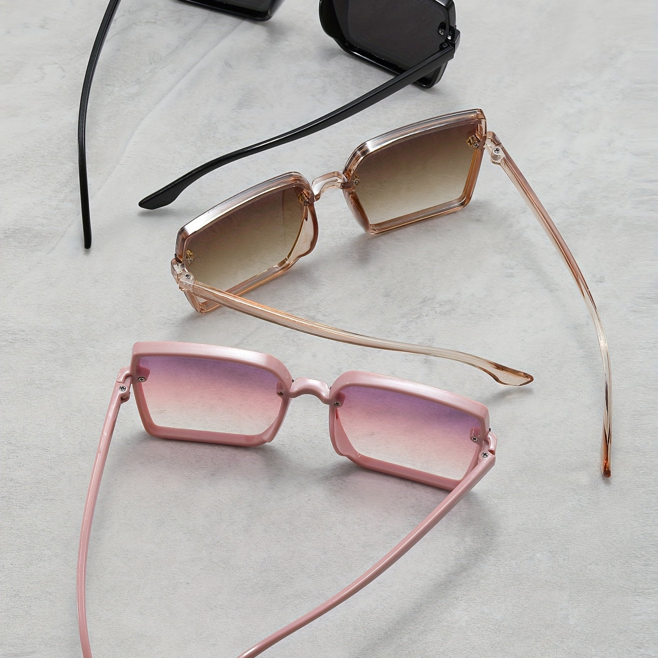 3 Pairs Men's Large Frame Sunglasses UV Resistant for Holiday Outdoor