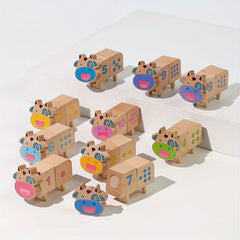 Wooden Kids Cow Number Matching Puzzle Toy