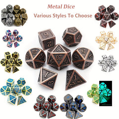 7pcs Metal Dice Set for Boards and Clubs - Retro Design - Christmas Gift