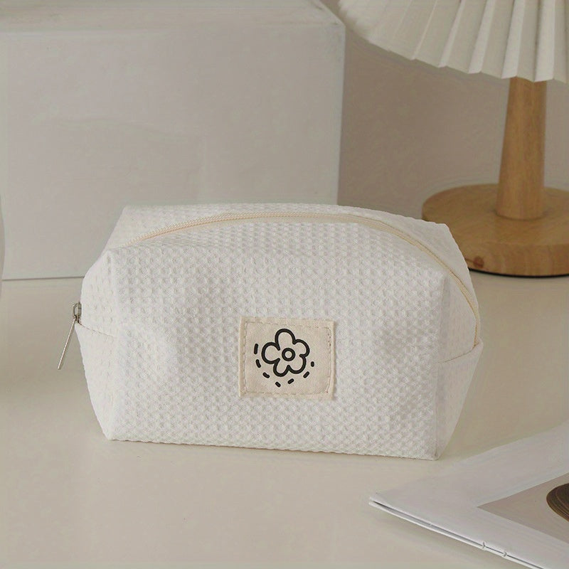 Waffle Pencil Case Small Portable Cosmetic Bag