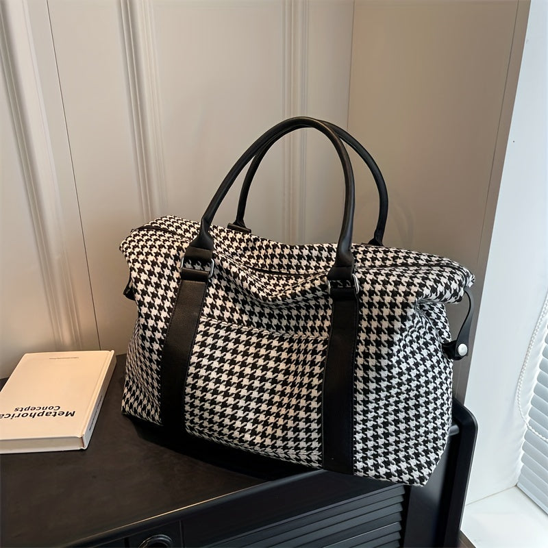 Houndstooth Pattern Travel Bag Large Capacity Duffle Bag