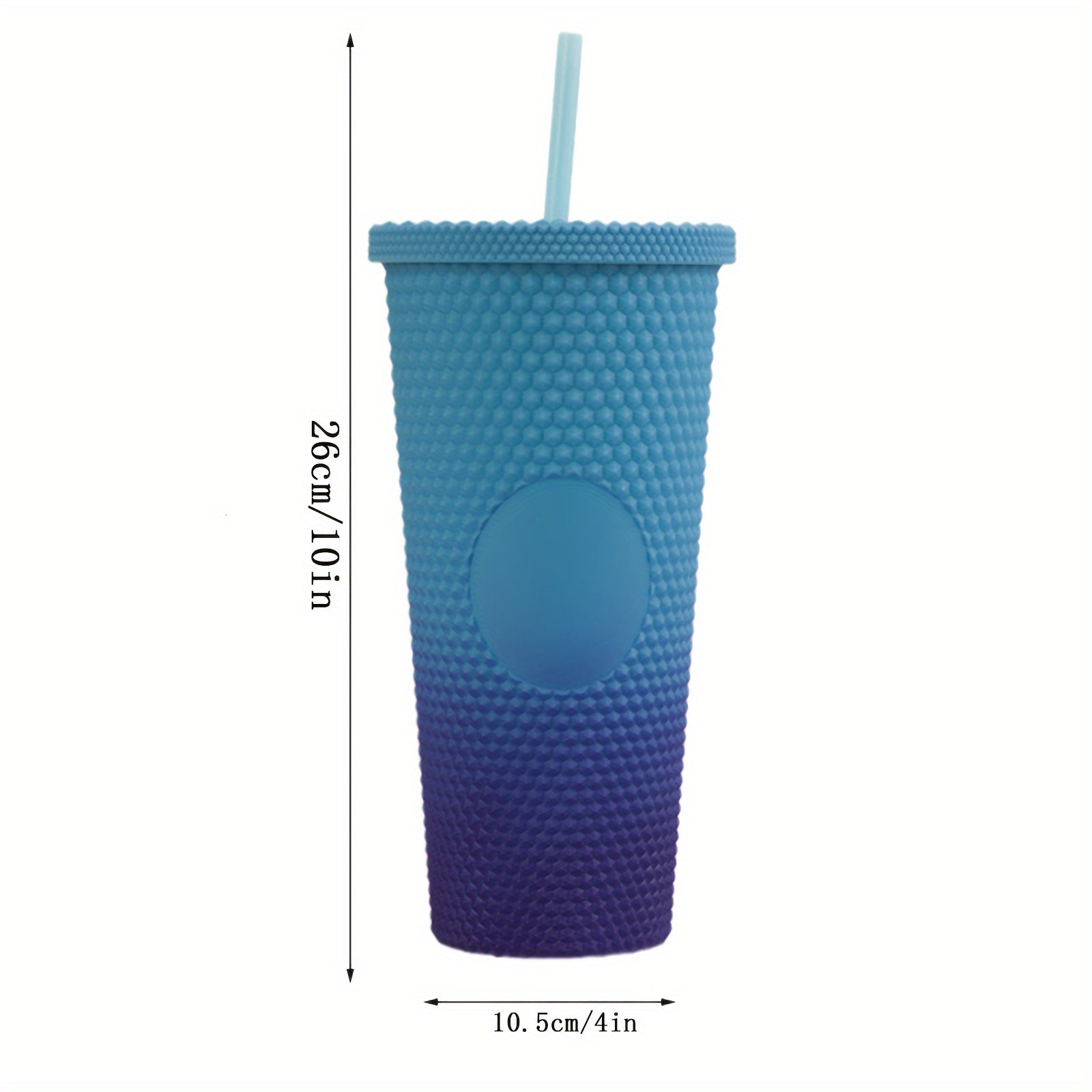 24oz Double Wall Plastic Straw Cup Frosted Gradient Water Cup