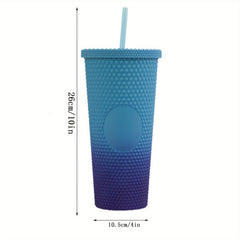 24oz Double Wall Plastic Straw Cup Frosted Gradient Water Cup