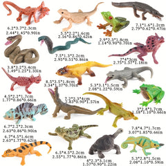 18pcs Colorful Reptile Action Figures - Chameleon, Frog, Lizard, Snake Models