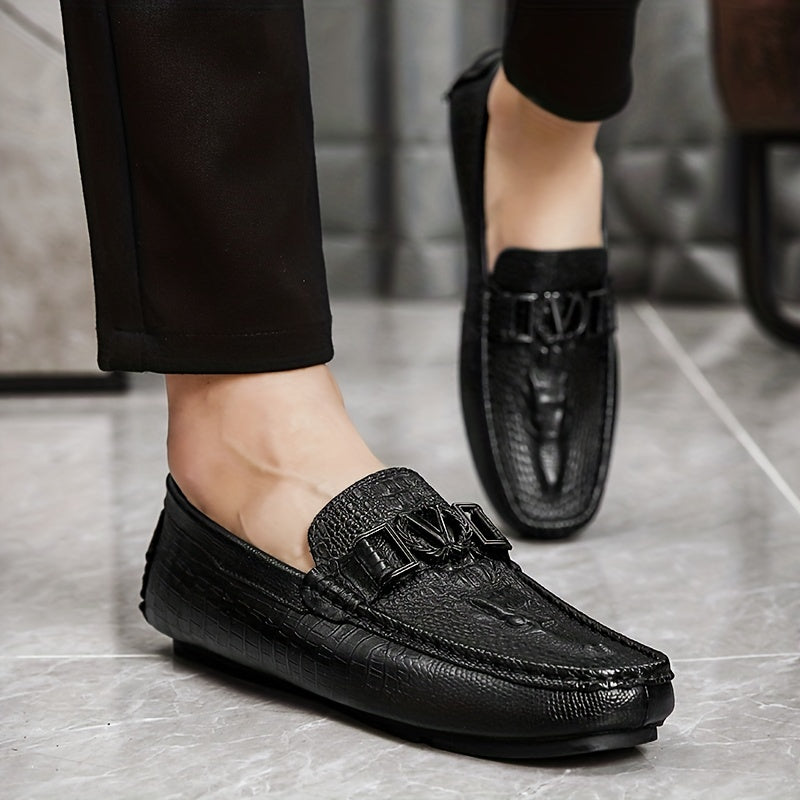 Men's Crocodile Pattern Horsebit Loafers Smart Casual Shoes