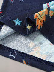 Boys 2pcs Lounge Wear Rocket Print Top & Trousers Pajamas Set