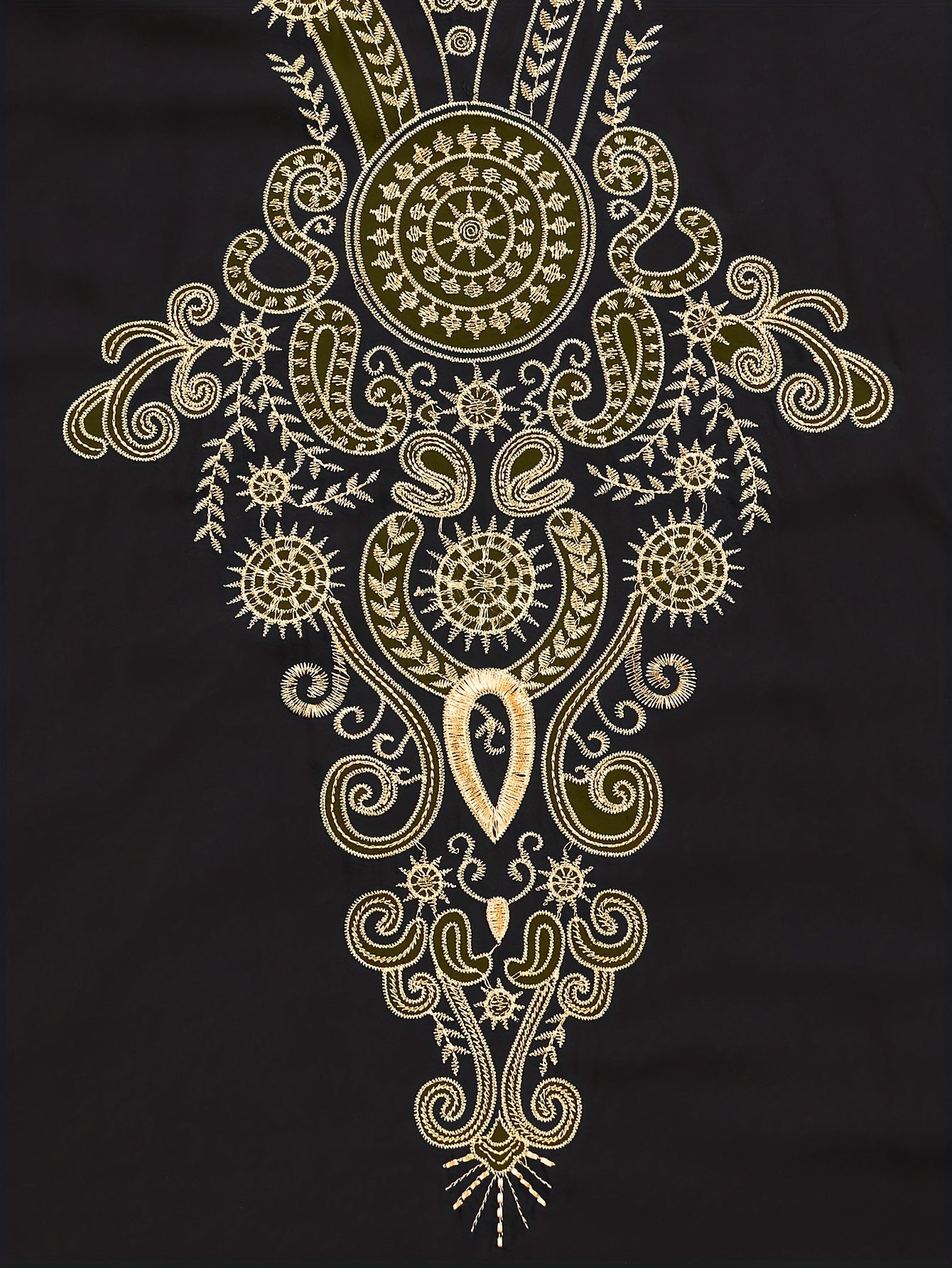 Boho Kaftan Dress Women's Plus Golden Embroidered V Neck