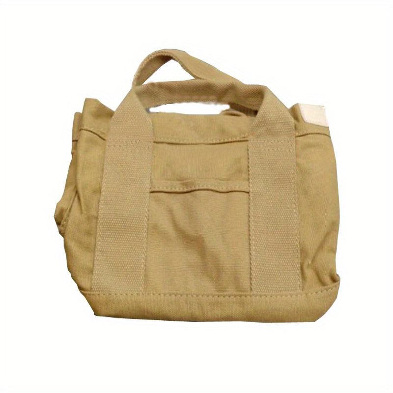 Solid Canvas Tote Bag Casual Handbag Women's Versatile Purse