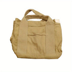 Solid Canvas Tote Bag Casual Handbag Women's Versatile Purse