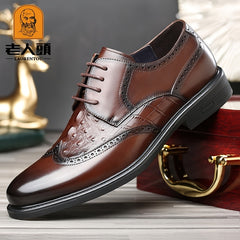 LAORENTOU Men's Leather Wingtip Oxford Derby Shoes