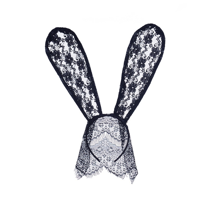 Halloween Lace Bunny Rabbit Ears Veil Mask Costume Party Roleplay
