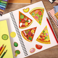DIY Pizza Stickers - Cartoon Expression Designs for Decorations