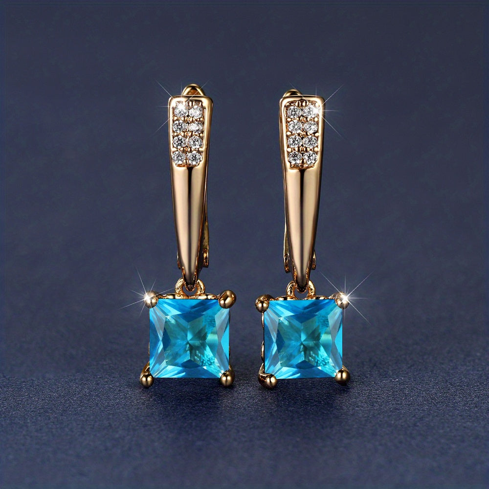 Emerald Earrings 18K Plated Ornament For Women Daily Decor Jewelry