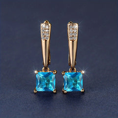 Emerald Earrings 18K Plated Ornament For Women Daily Decor Jewelry