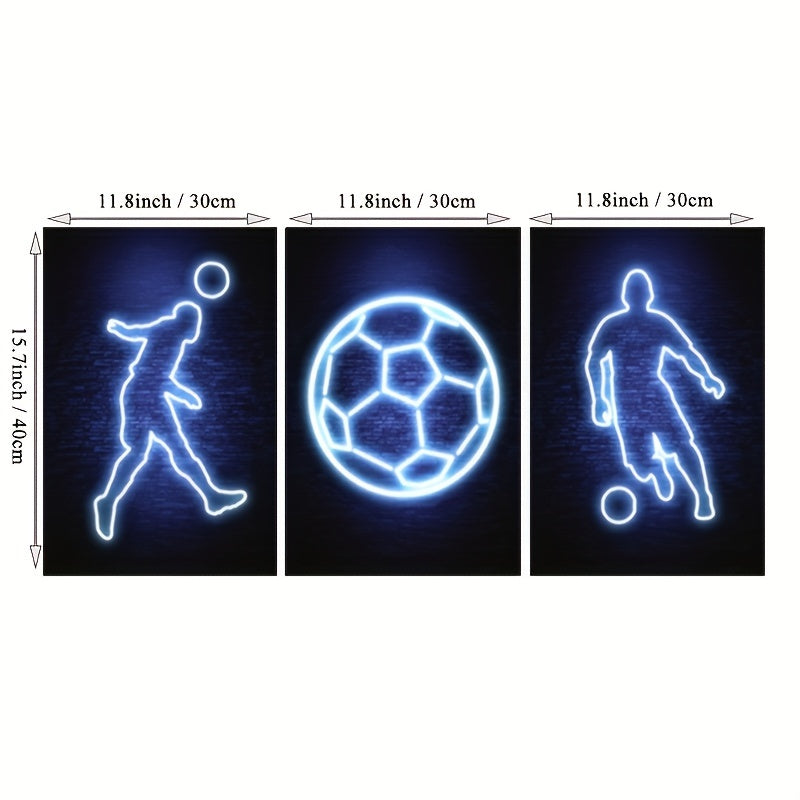 Modern Art Neon Football Player Canvas Poster