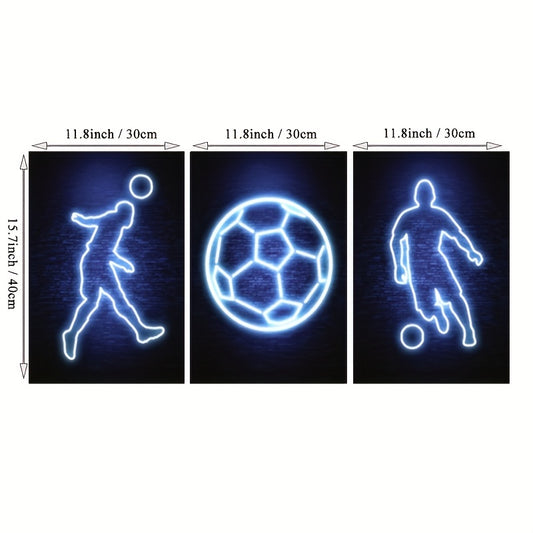 Modern Art Neon Football Player Canvas Poster